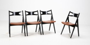 Hans J. Wegner. The saw bench. A set of four chairs, model CH29 (4)