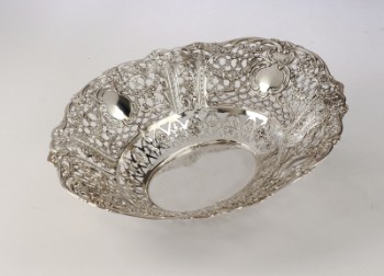 Kurveformet frugtskål af sølv, ca. 1930erne