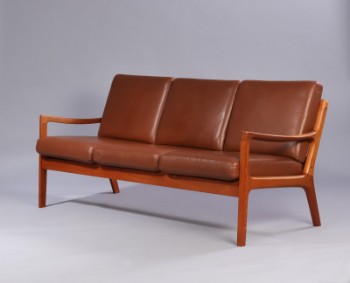 Ole Wanscher. Three-person sofa, model Senator with brown leather