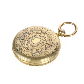 686159-1. Tobias London. Dual time pocket watch in gold-plated silver.