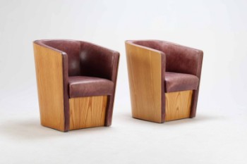 Jan Ekselius: Et par Morgan club chairs / lænestole af ask og læder (2)