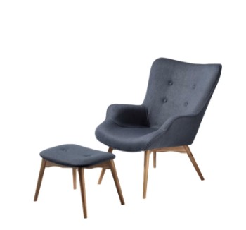 Living & more armchair with stool - Elliot - Dark blue (2)