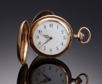 Womens pocket watch in double-encased watch case of 14 kt. gold, approx. 1900-1910