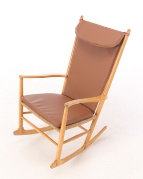 Cushion set for H.J. Wegners rocking chair, model J16, cognac colored leather.