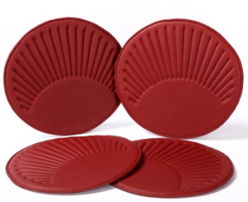 Mertz-design. Læderhynder til Nanna Ditzel Trinidad spisestole. Sæt på fire stk. i rødt læder (4)