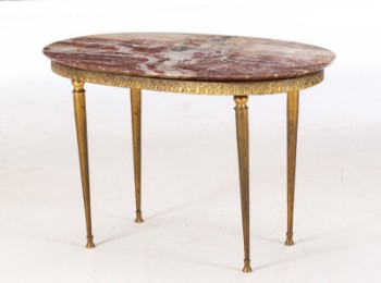 Italian oval coffee table with marble top, 20th century.