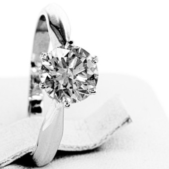 1.52 ct. Brilliant cut solitaire diamond and 14K white gold ring