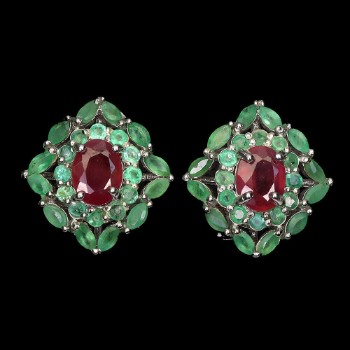 Stud earrings in rhodium-plated Sterling silver adorned with rubies and taste buds.
