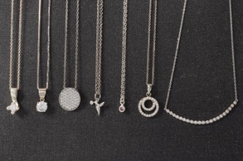 Collection necklaces of sterling silver with cubic zirconia (7)