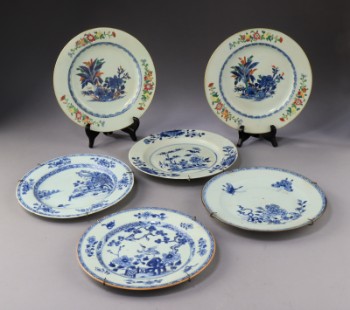 En samling kinesiske tallerkener, 17-1800-tal (6)