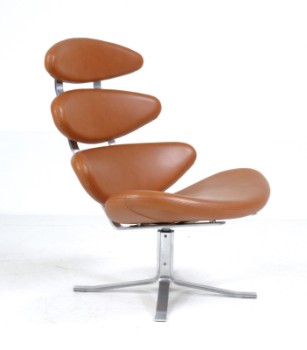 Poul M. Volther. Corona armchair, cognac colored leather, model EJ5