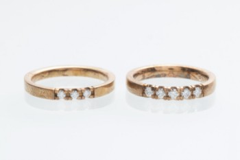Pair of engagement rings in rose gold-plated silver with diamonds 0.25 and 0.09 ct. (2)