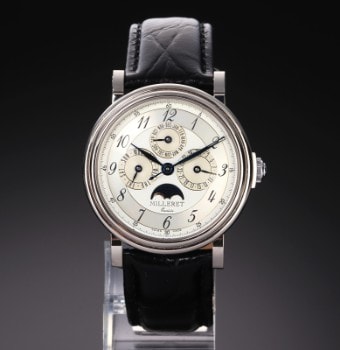 Milleret Tripledate Moonphase. Automatisk herreur i 18 kt. hvidguld, ca. 2000erne