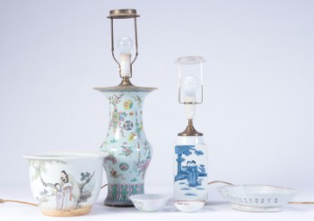 Kina. Seks dele porcelæn, 1800-1900-tallet (6)