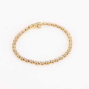Tennis bracelet of gold-plated sterling silver with diamonds, approx. 0.93 ct