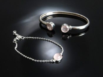 Silver bracelet with rose quartz (2)