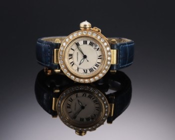 Cartier Pasha C. Stort dameur i 18 kt. guld med brillanter, ca. 1990erne