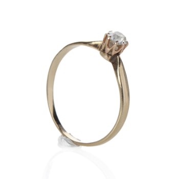 Diamond solitaire ring of 14 kt gold, approx. 0.25 ct Size. 56