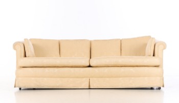 Engelsk overpolstret sofa betrukket med blomstret stof