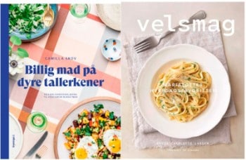 Billig mad på dyre tallerkener af Camilla Skov + Velsmag af Maria Charlotte Larsen, bøger (2)