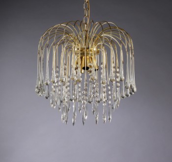 Teardrop chandelier of Murano glass and brass from the 70s