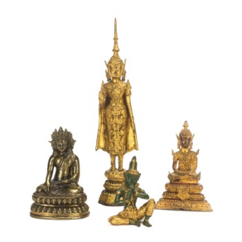 Samling Buddha- og tempelfigurer, 1900-tallet (4)