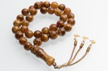 Bede necklace of amber beads