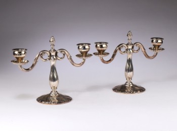 Carl M. Cohr. A pair of two-armed silver candlesticks, anno 1938 (2)