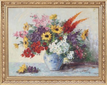 Stevens: Arrangement with flowers. Painting, 20th century 1st half.
