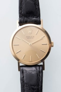 Rolex Cellini ref. 3600. Dameur i 18 kt. guld med gylden skive.