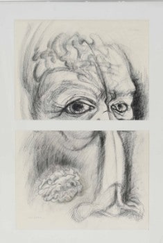 Bodil Damgaard (f. 1942): Figurkomposition, kul på papir (CD)