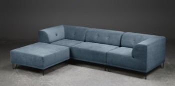 Nomad Dot modular sofa, upholstered in velvet, blue gray (4)