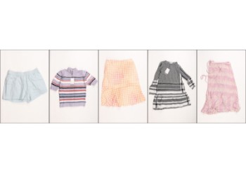 Cecilie. Bluse, shorts, strik og kjole. Str. S. (5).