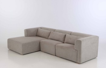 Living&more. 3 - pers sofa med chaiselong, Model Karl - Beige
