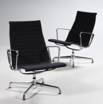 Charles & Ray Eames. Par lounge stole / lænestole, model EA115 , sort hopsak (2)