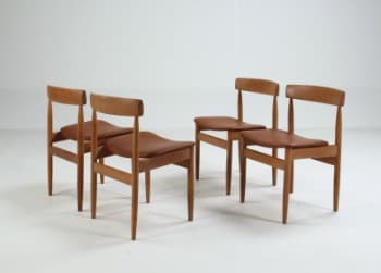 Farsø Stolefabrik. Sæt på fire stole i eg og anilin læder, 1960erne (4)