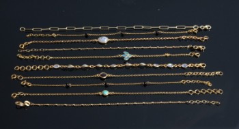 Collection gold-plated bracelets with precious stones (10)