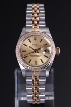 Rolex Oyster Perpetual Datejust damearmbåndsur, stål og 18 kt guld