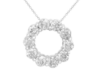 5.16 ct. Brilliant-cut diamond circle pendant in 14K white gold..