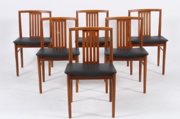 SAX Møbelfabrik. Et sæt på seks stole, nypolstret med sort læder (6)