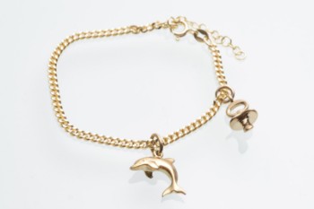 Gold-plated sterling silver bracelet with gold charms