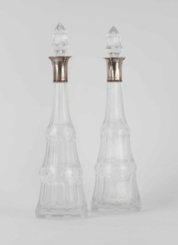 A pair of decanters with silver mounts (2)