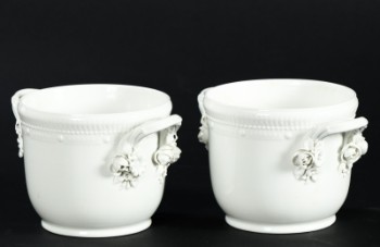 Royal Copenhagen / Royal Porcelain. The pearl set. Pair of wine coolers / plant pot hiders, porcelain, no. 3570 2. black. (2)