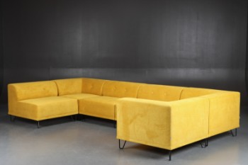 Nomad Dot modular sofa, upholstered in velvet, curry yellow (6)