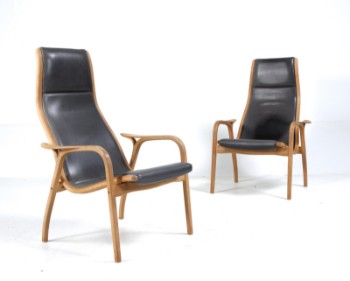 Yngve Ekström. Par lænestole, egetræ model Lamino (2)