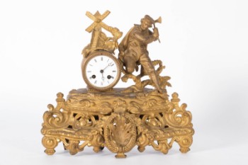 Napoleon III mantel clock of gilded bronze and zinc.