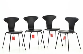 Arne Jacobsen. Fire Munkegaardsstole, sort læder (4)