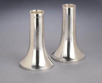 Poul Bang for Svend Toxværd. Pair of Contemporary Sterling Silver Candlesticks (2)