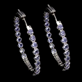 Jumbo earrings in rhodium-plated sterling silver adorned with