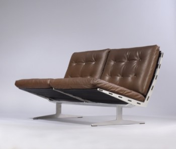 Paul Leidersdorff. To-pers. sofa, Caravelle System, brun læder